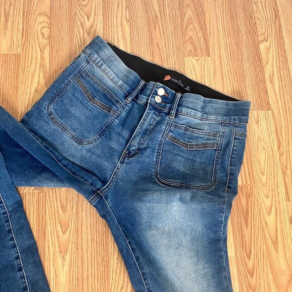 Indigo Poppy Tummy Control Bootcut with Classic Pockets Distressed Denim Size 12 - Picture 6 of 9